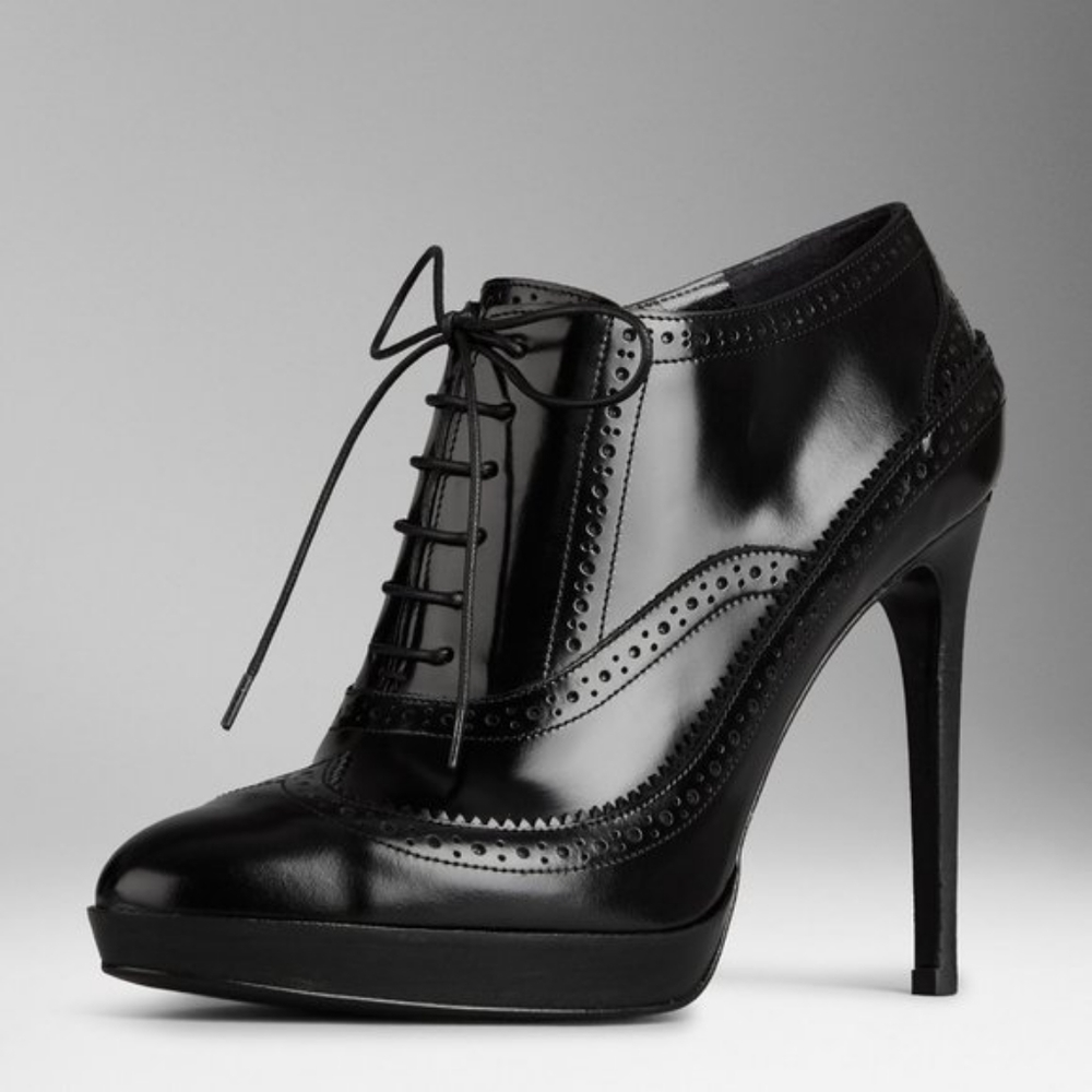 Burberry Black Leather Booties / Heels